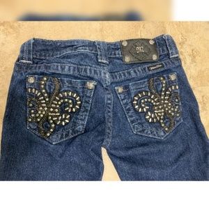 Fleur de Lis Embellished Straight Leg Miss Me Jean